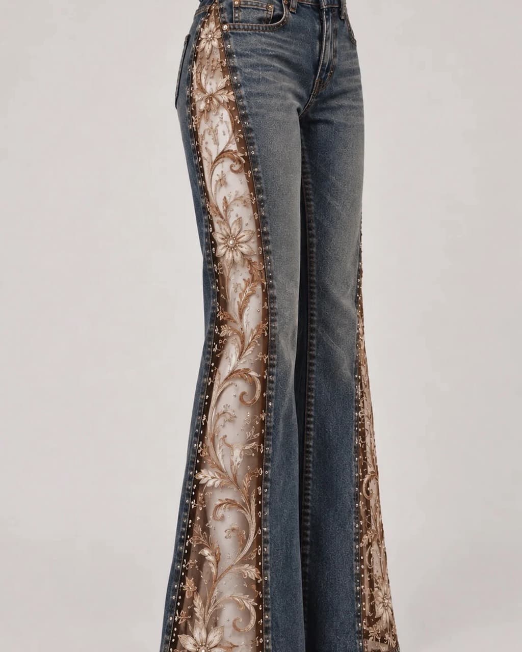 Ornate floral western jeans